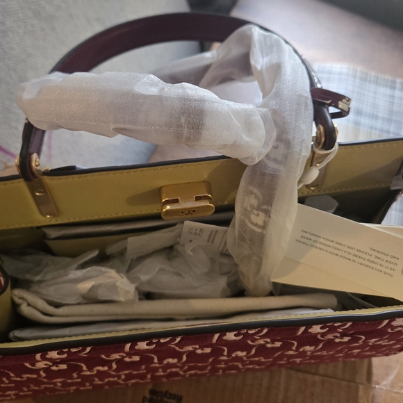 Tory Burch Burgundy and White Patterned Satchel - Picture 7 of 7